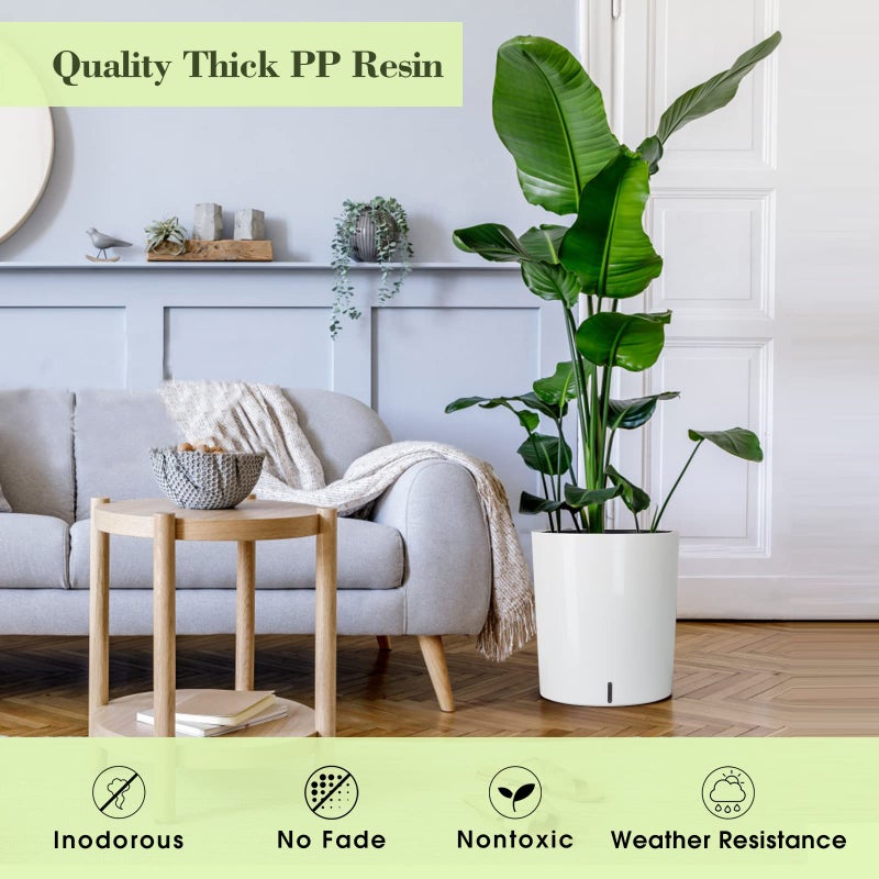 SAROSORA Large Round Self Watering Planter Pot 12.5'' for Home Garden Patio Tall Tree - Image 5